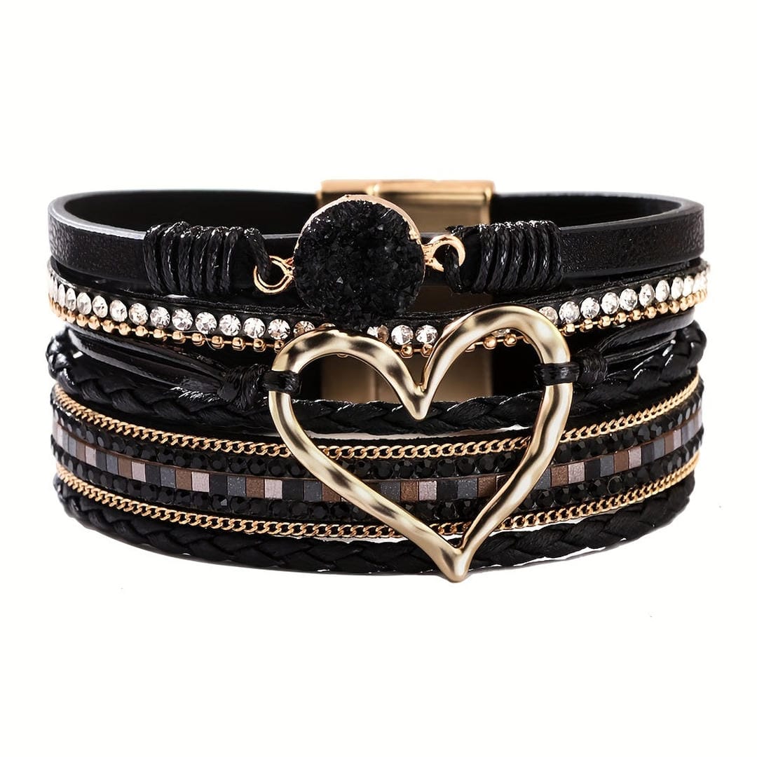 Bracelet en cuir multi-couches bohème