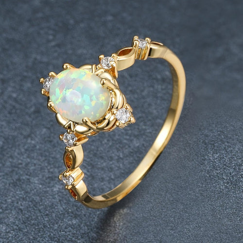 Bague de Jardin en Cristal Opale Céleste