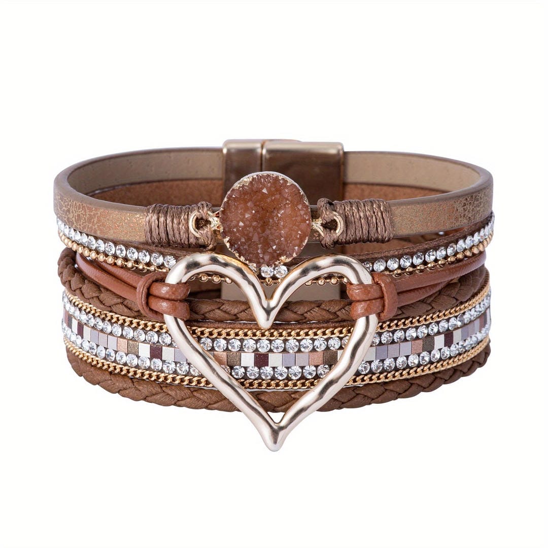 Bracelet en cuir multi-couches bohème