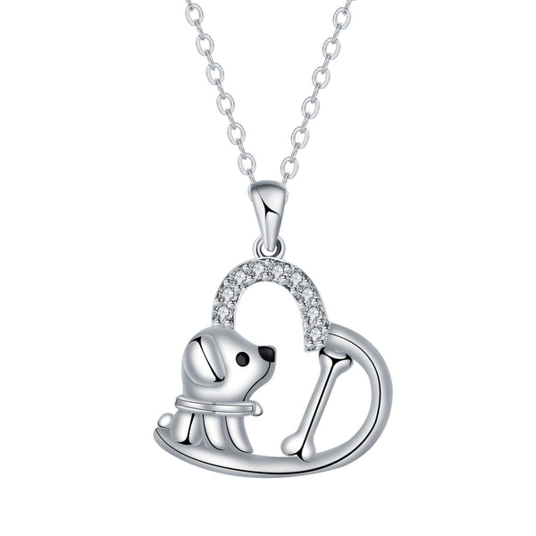 Collier en forme de cœur avec pendentif chien