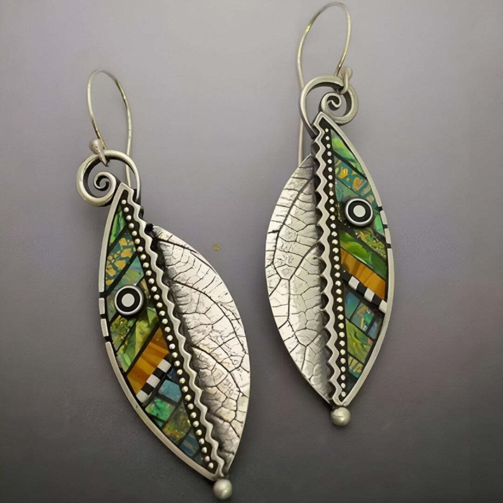 Boucles d'oreilles en mosaïque bohème