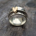 Bague en cœur vintage argentée et dorée