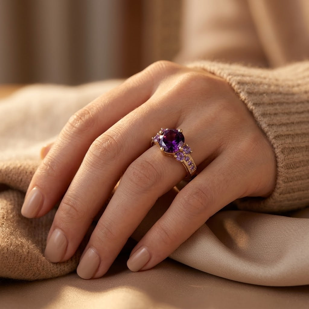 Bague Améthyste Accent en Or