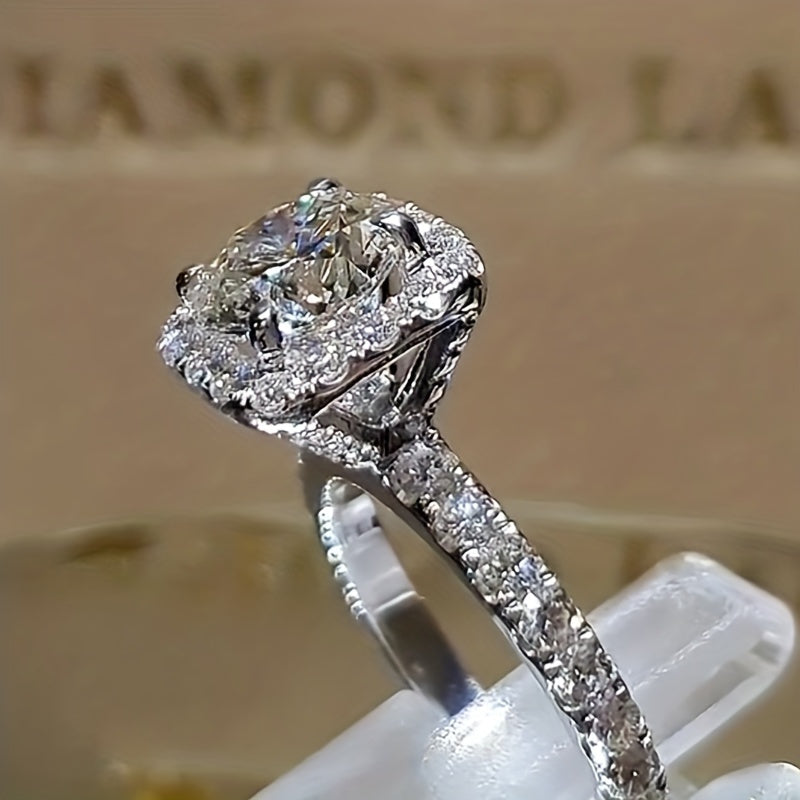 Bague En Zirconium Encastré En Or Blanc Éblouissant