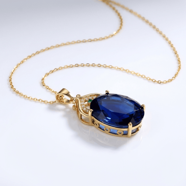 Collier en topaze dorée et bleue