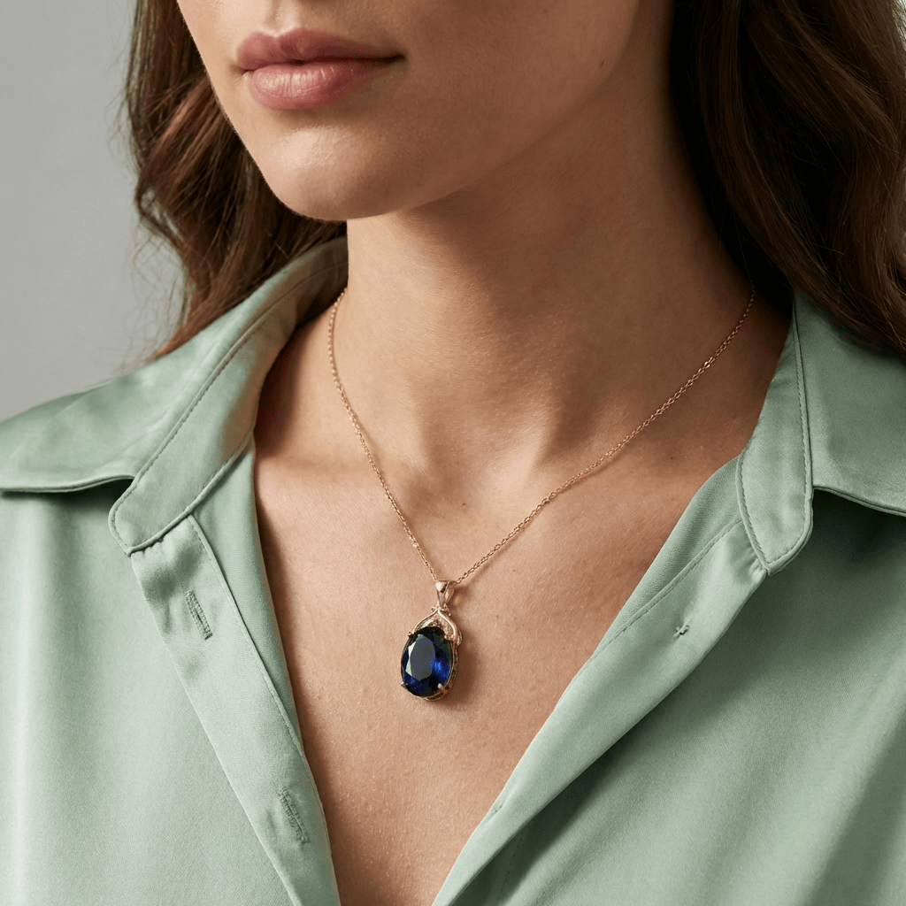 Collier en topaze dorée et bleue