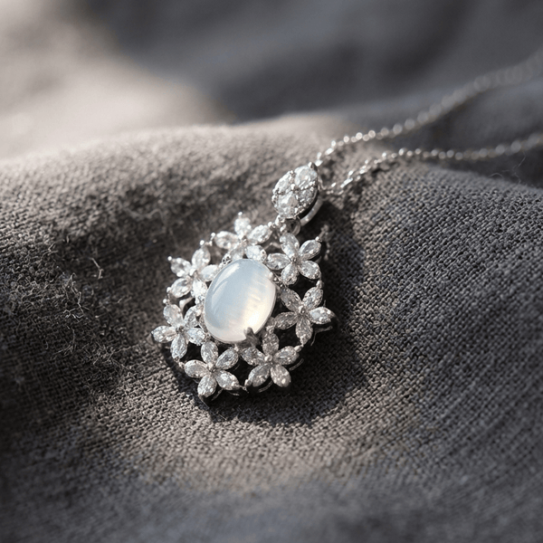 Collier en pierre de lune zirconia céleste