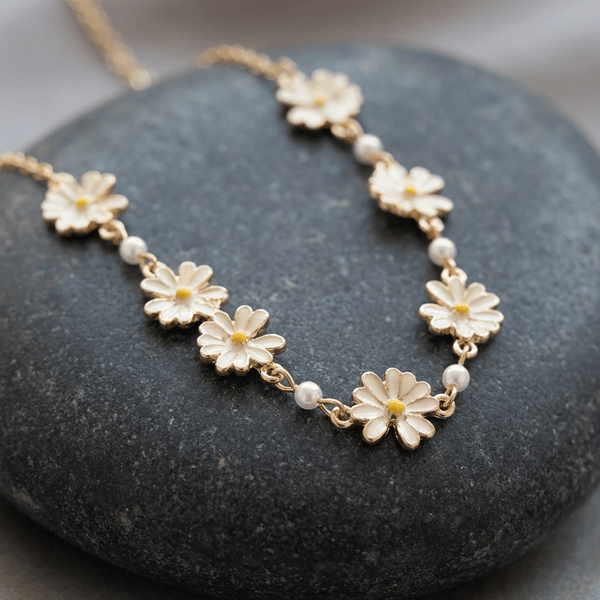 Collier Marguerite Dorée à Fleurs