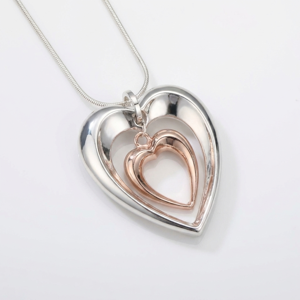 Collier Double Cœur Argent Or