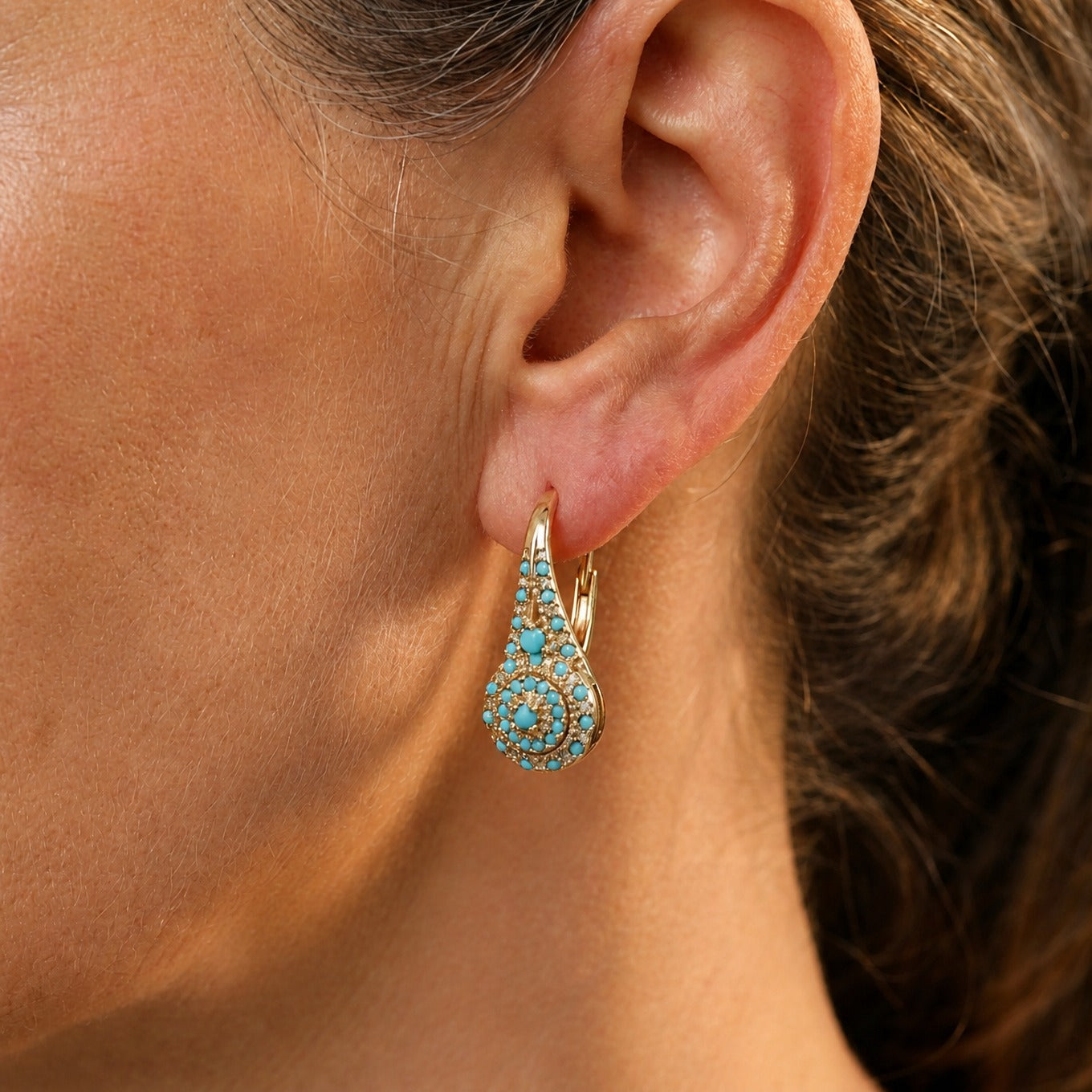 Boucles d'oreilles Élégance Mosaique Turquoise