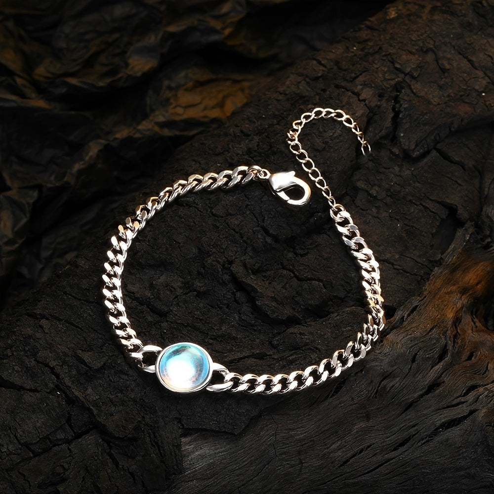 Bracelet en Pierre de Lune Argentée Personnalisé
