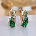 Boucles d'Oreilles Pendantes Émeraude Grappe en Or