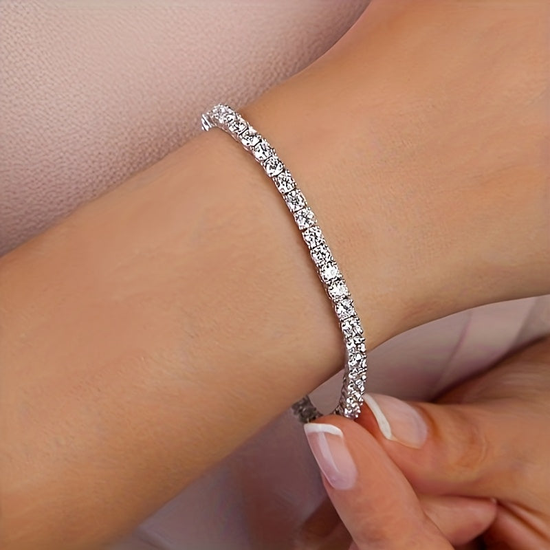 Bracelet de tennis en cristal en or blanc
