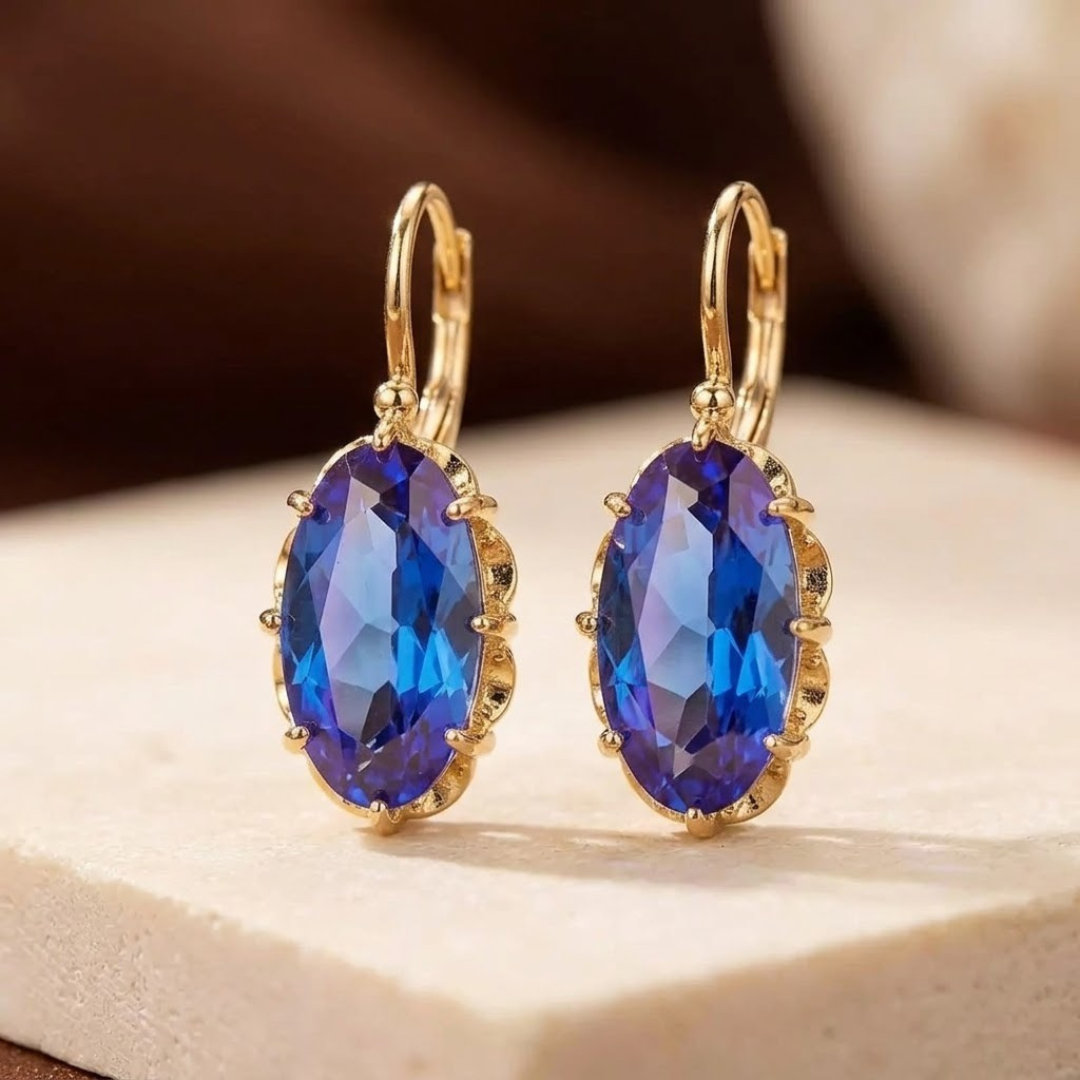 Boucles d'Oreilles Pendantes Saphir en Or