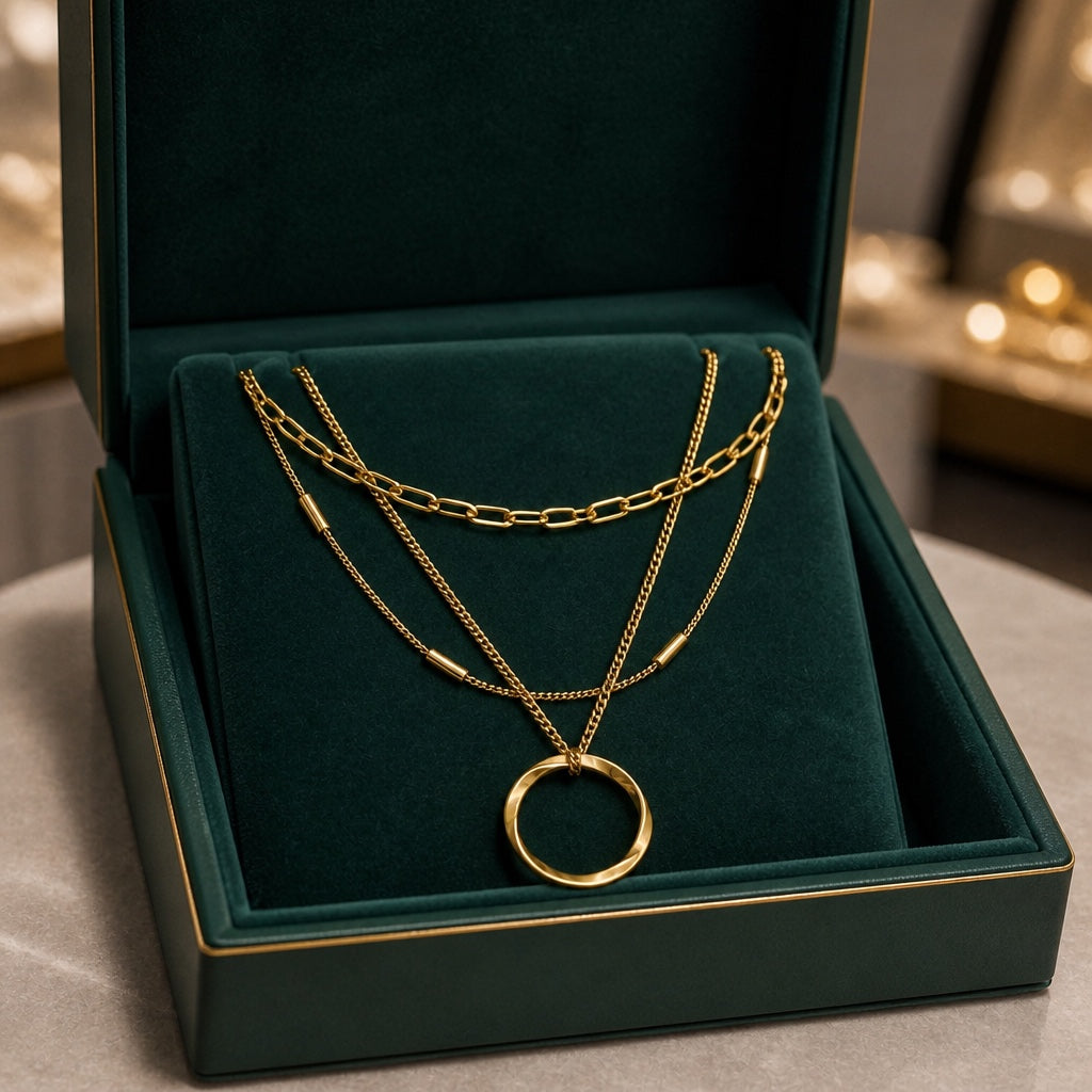 Collier en or à trois rangs classique
