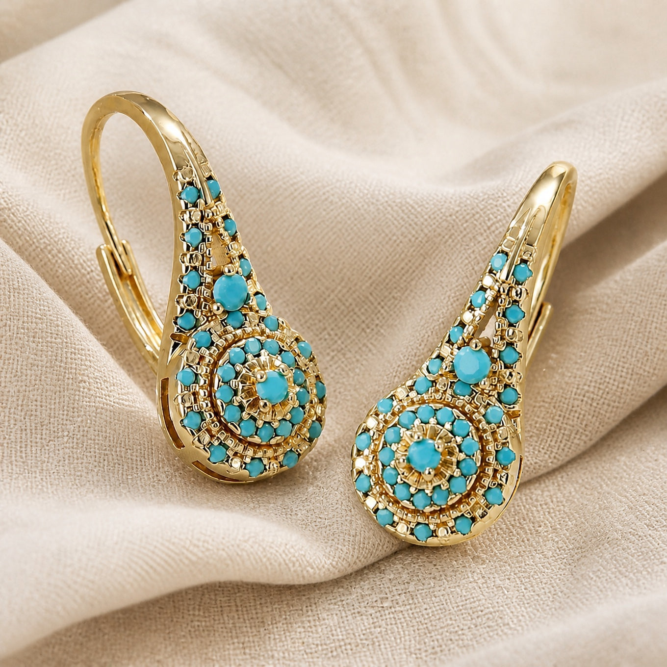 Boucles d'oreilles Élégance Mosaique Turquoise