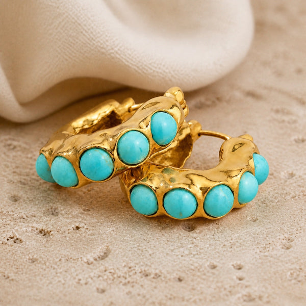 Boucles d'oreilles sculptées en pierre turquoise audacieuse