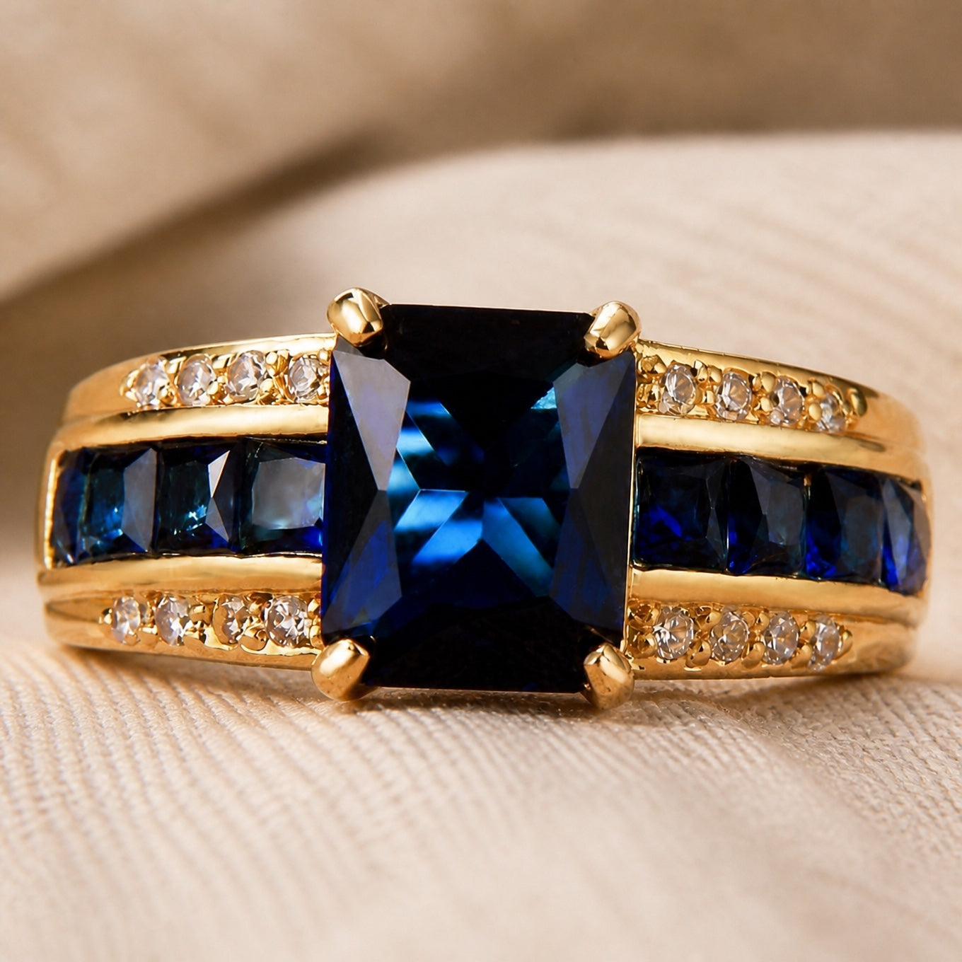 Bague Pétale en Velours Saphir