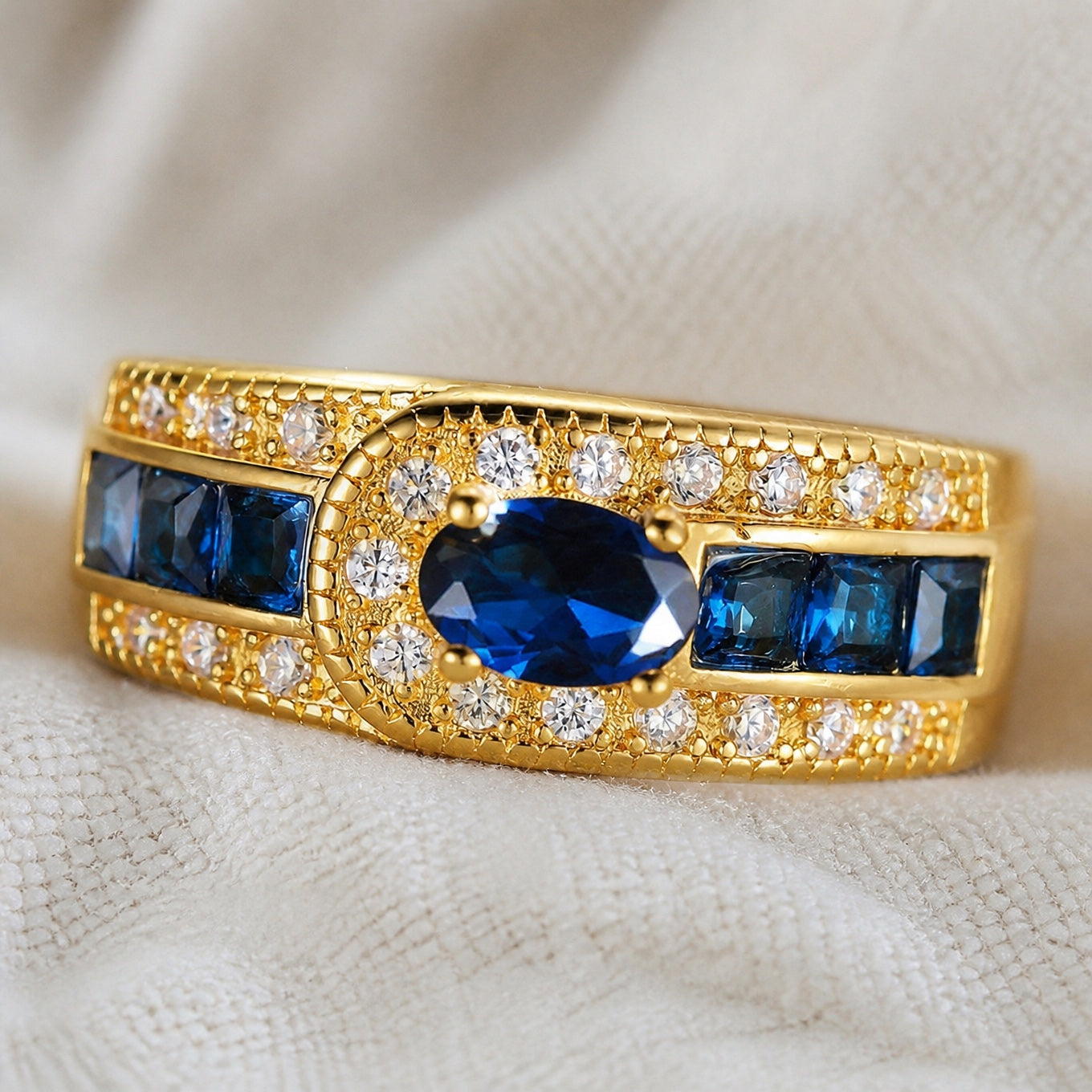 Bague Saphir Signet Dorée Royale