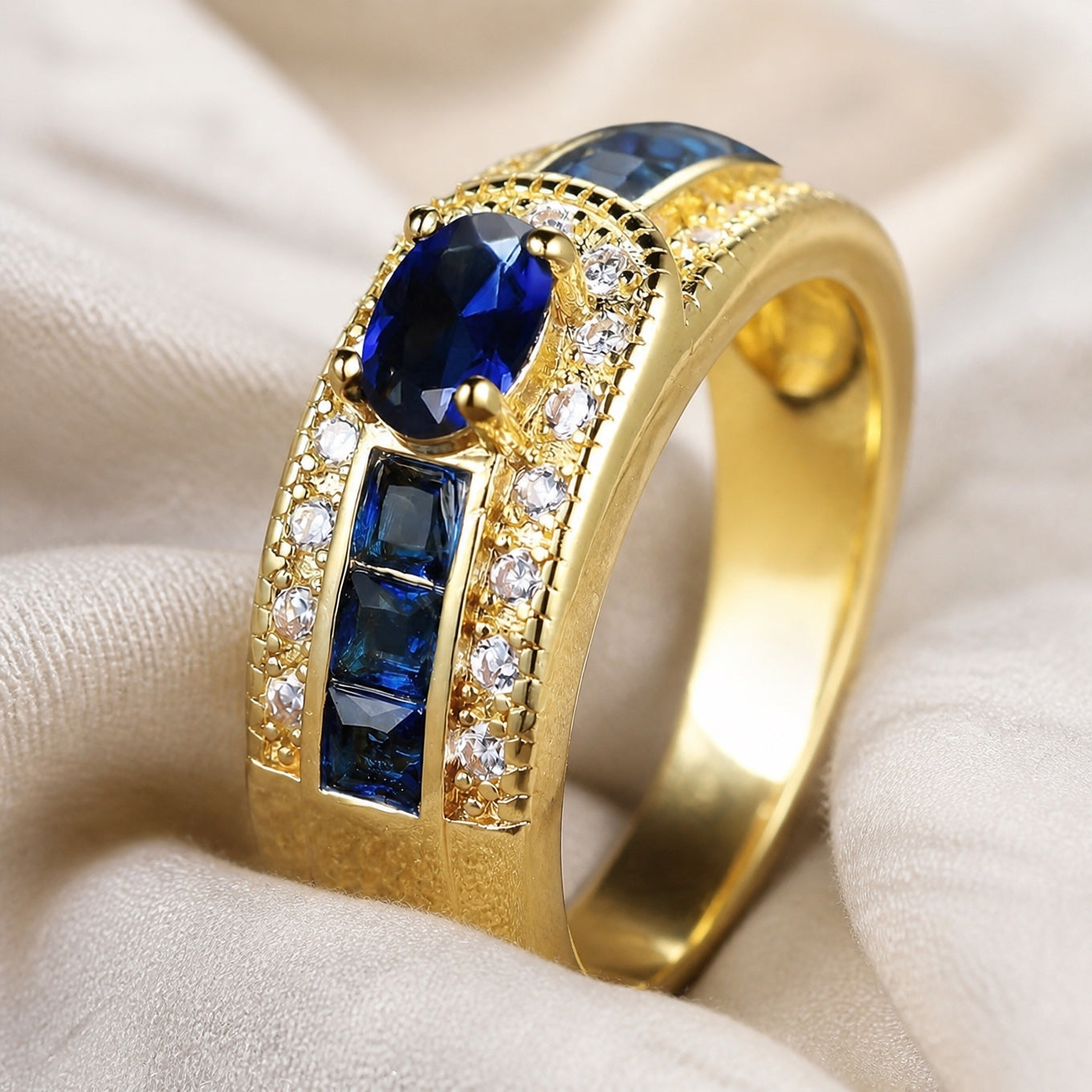 Bague Saphir Signet Dorée Royale