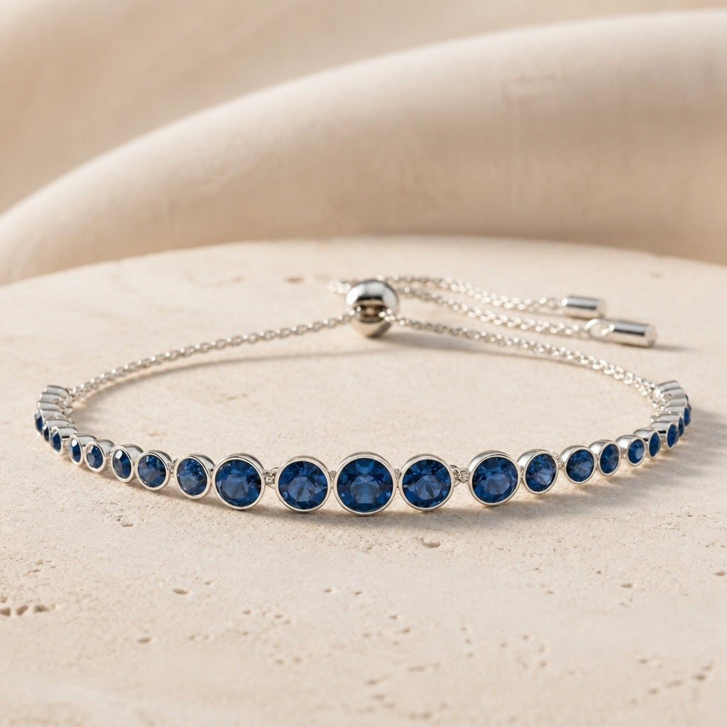 Bracelet de tennis en saphir à taille ronde