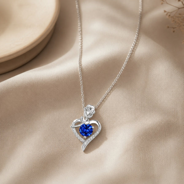 Collier Cœur Rose Saphir
