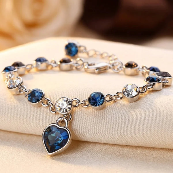 Bracelet lumineux cœur de l'océan | Or blanc