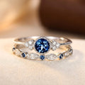 Bague halo saphir argentée