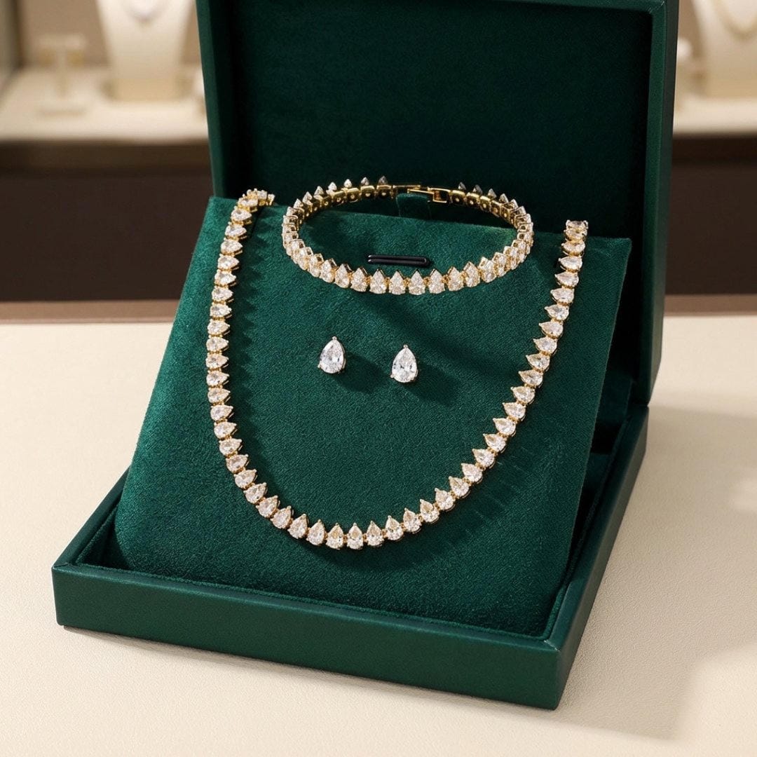 Superbe ensemble de mariage en zircon cubique rond brillant