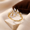 Bague Ouverte Feuille en Or