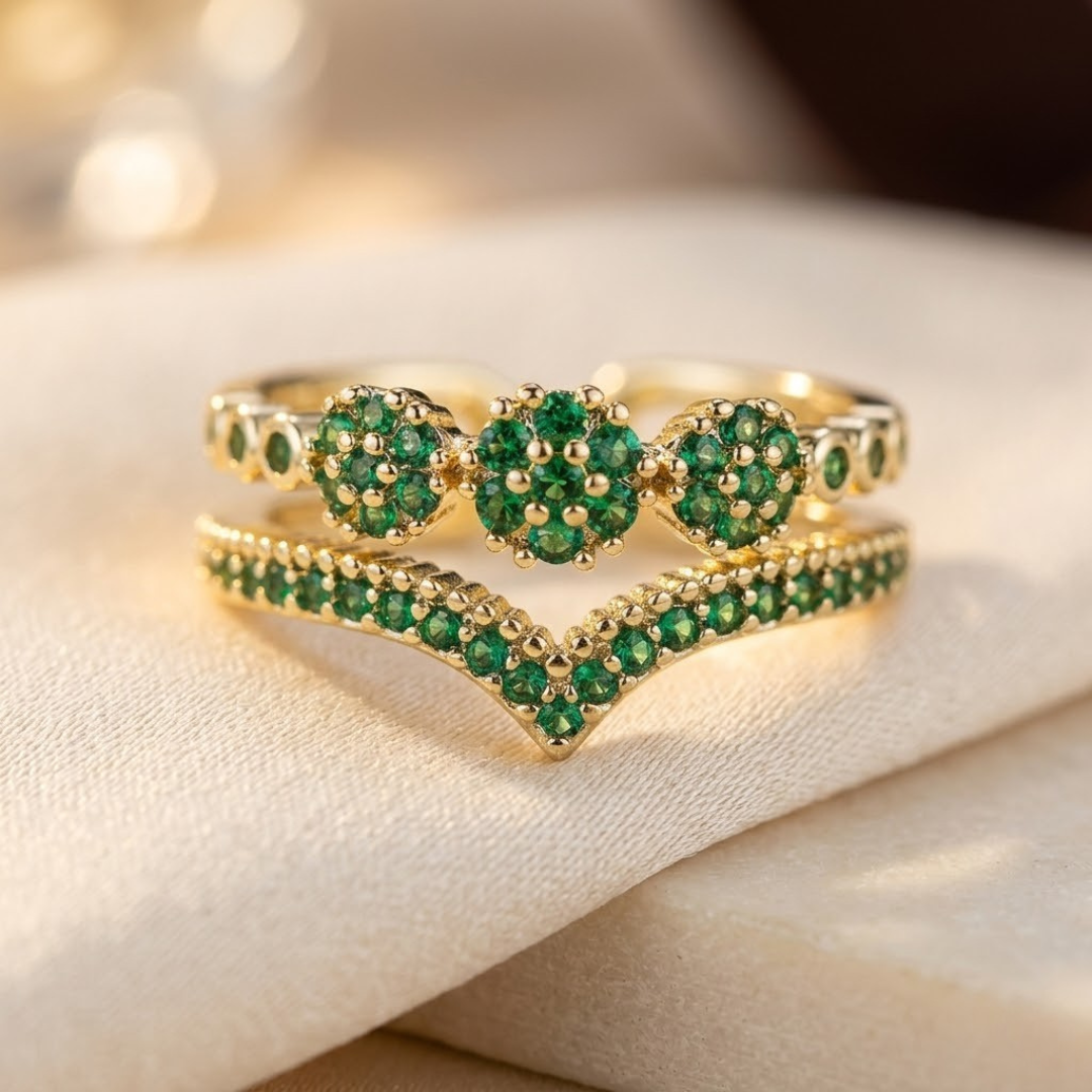 Bague Émeraude Grappe en Or