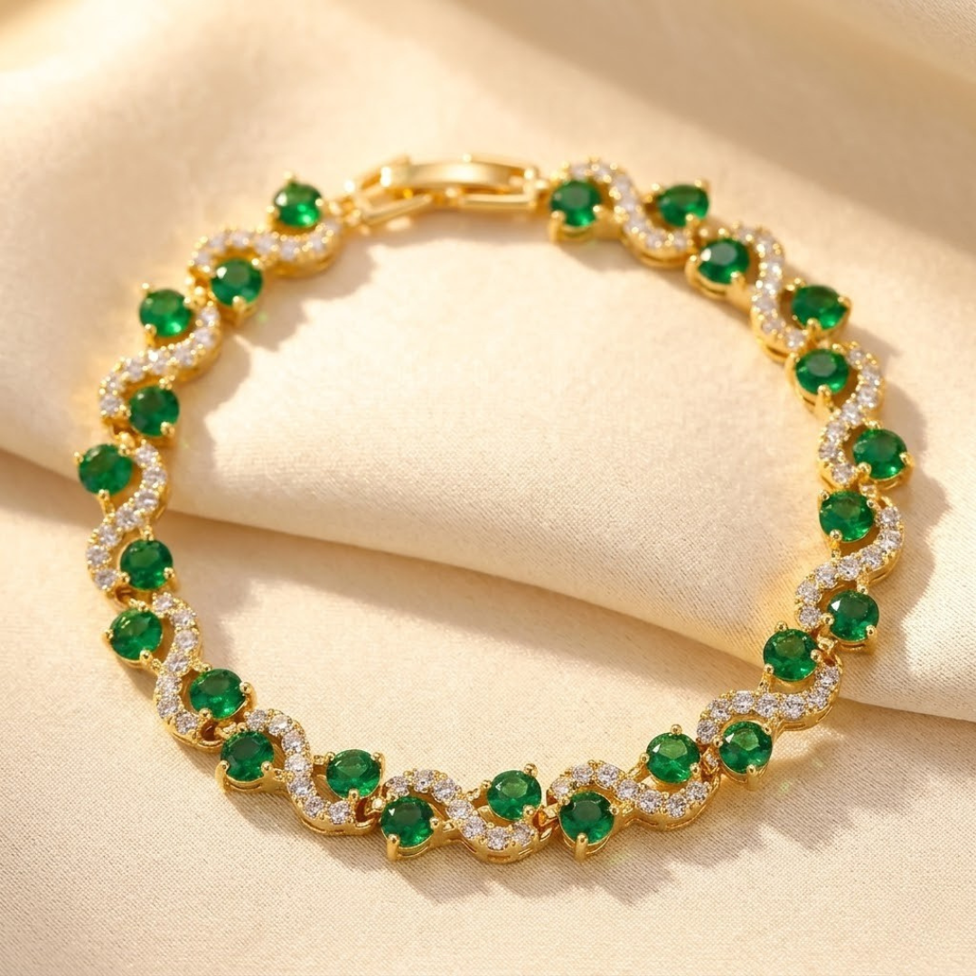 Bracelet Émeraude Halo en Or