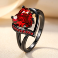 Bague Rubis Cœur en Argent