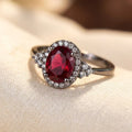 Bague halo rubis argentée