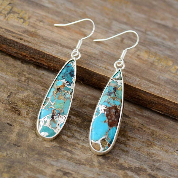 Boucles d'oreilles en jaspe turquoise chic en forme de goutte