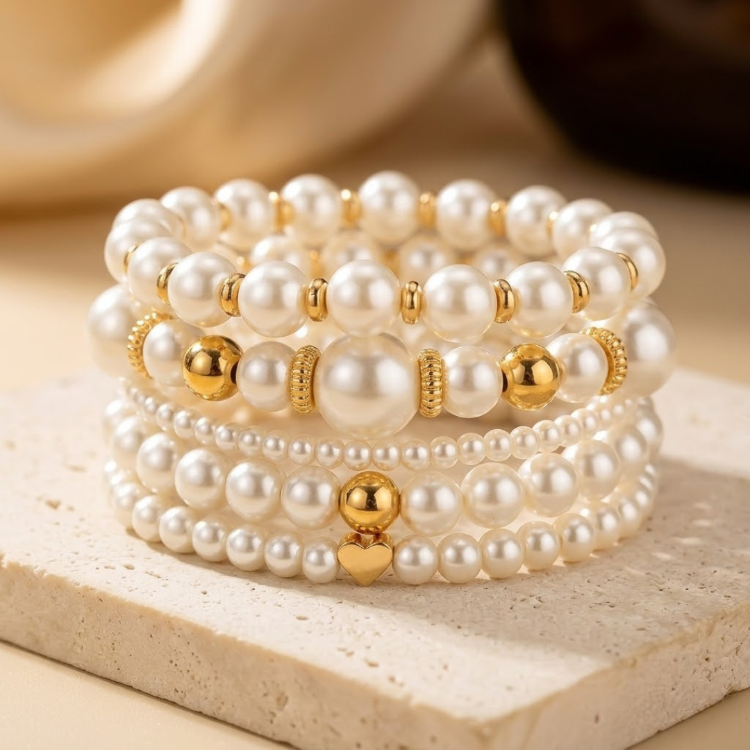 Ensemble de Bracelets de Perles en Or
