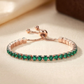 Bracelet Tennis Émeraude Ajustable en Or