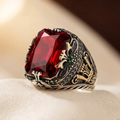Chevalière Rubis Ornée en Argent