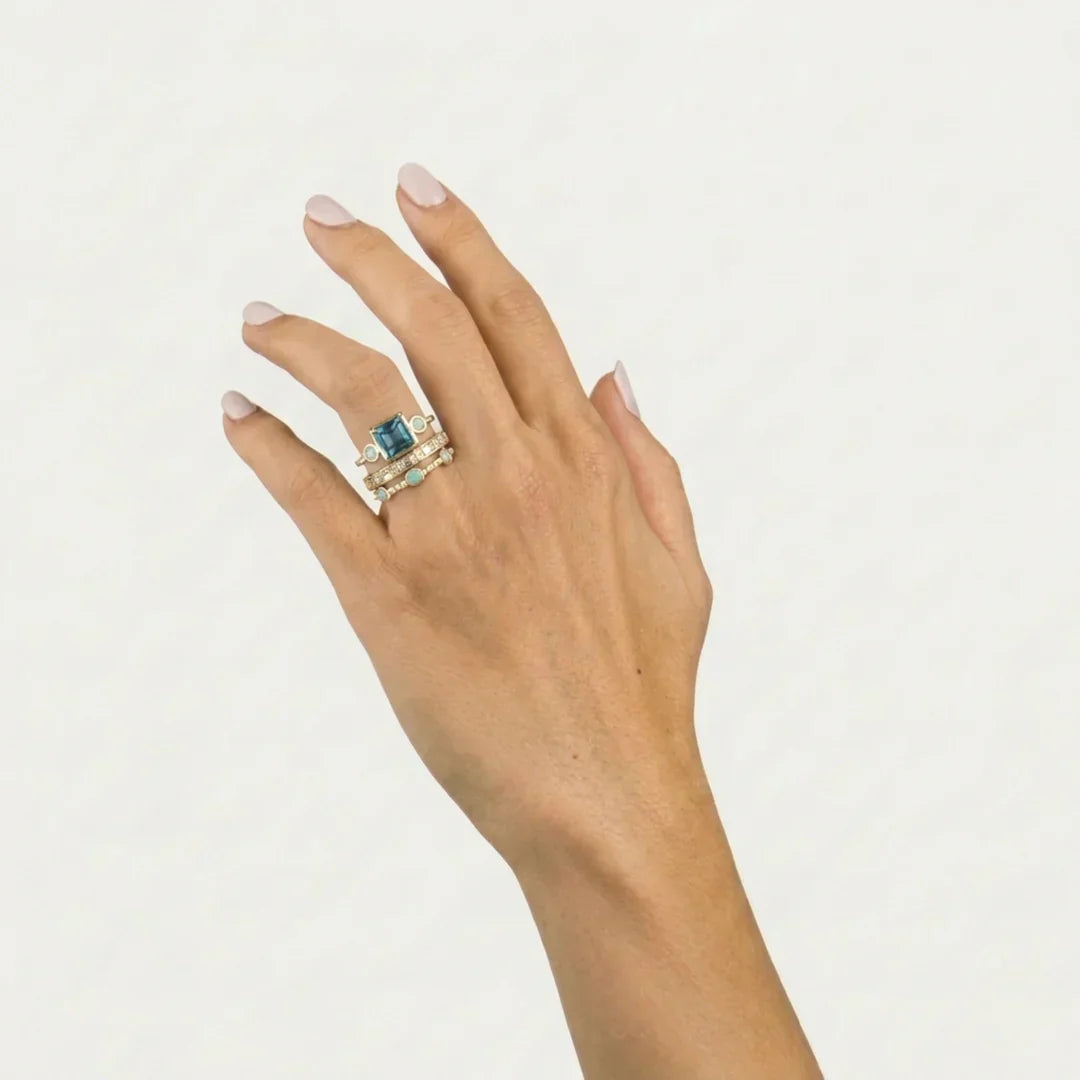 Ensemble de Bagues en Cristal Vintage Bleu