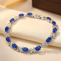 Bracelet à Maillons Saphir Floral en Argent