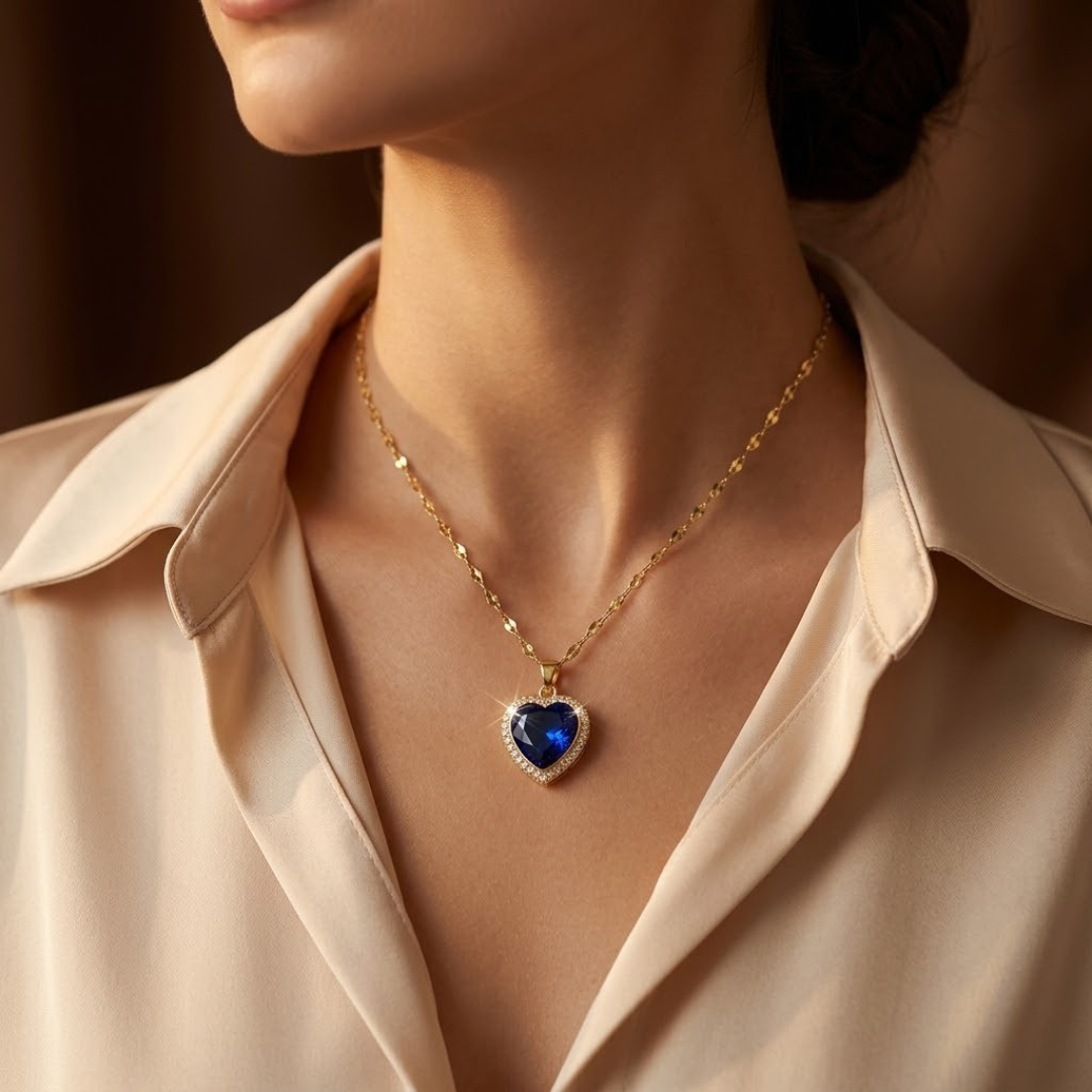 Collier Saphir Cœur en Or