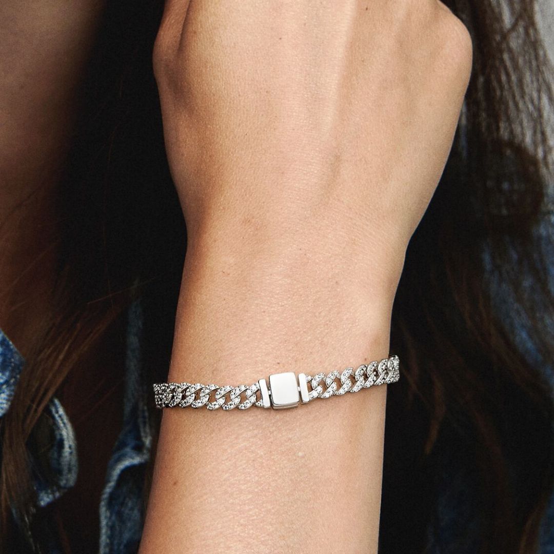 Bracelet cubain pavé | Or