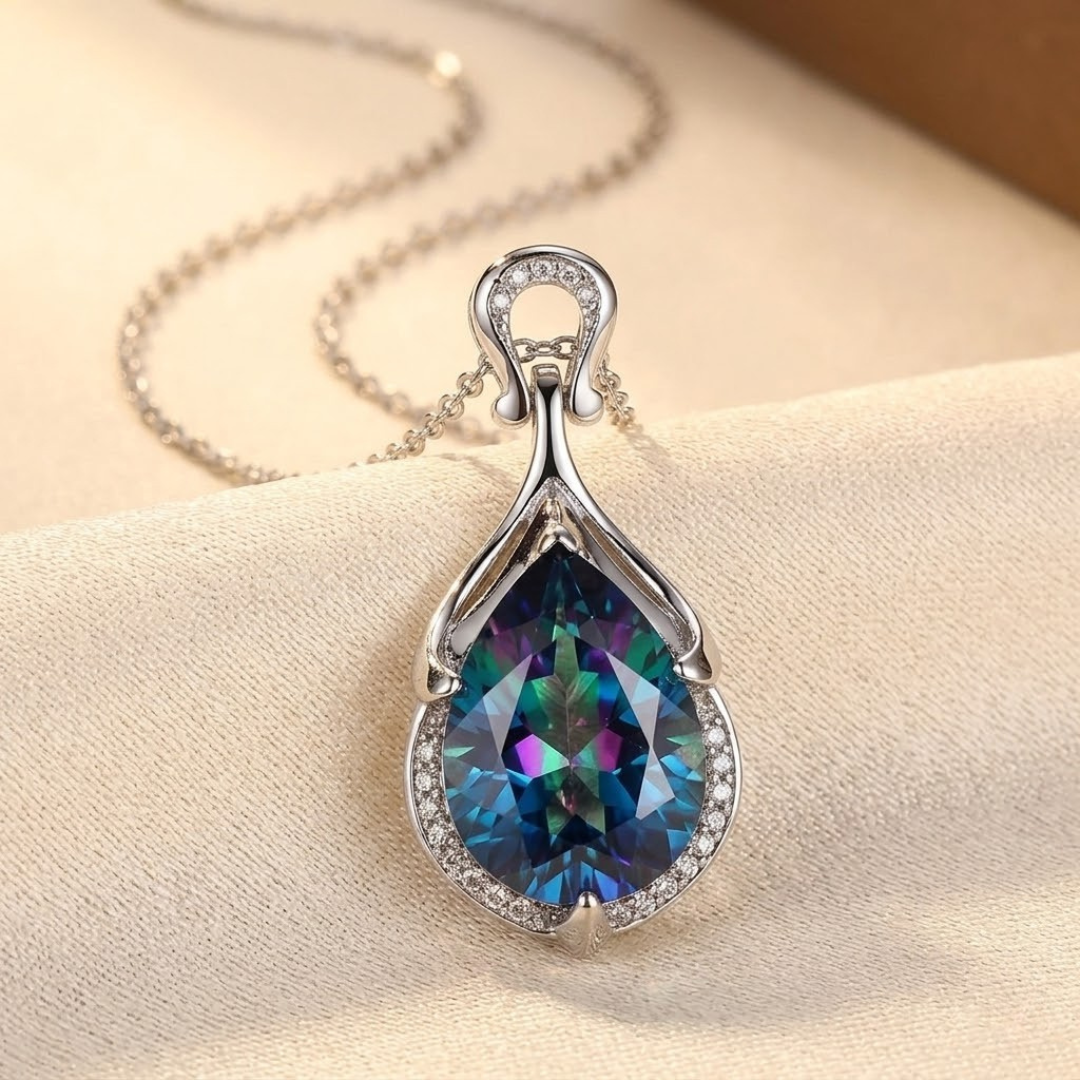 Collier Saphir Goutte en Argent