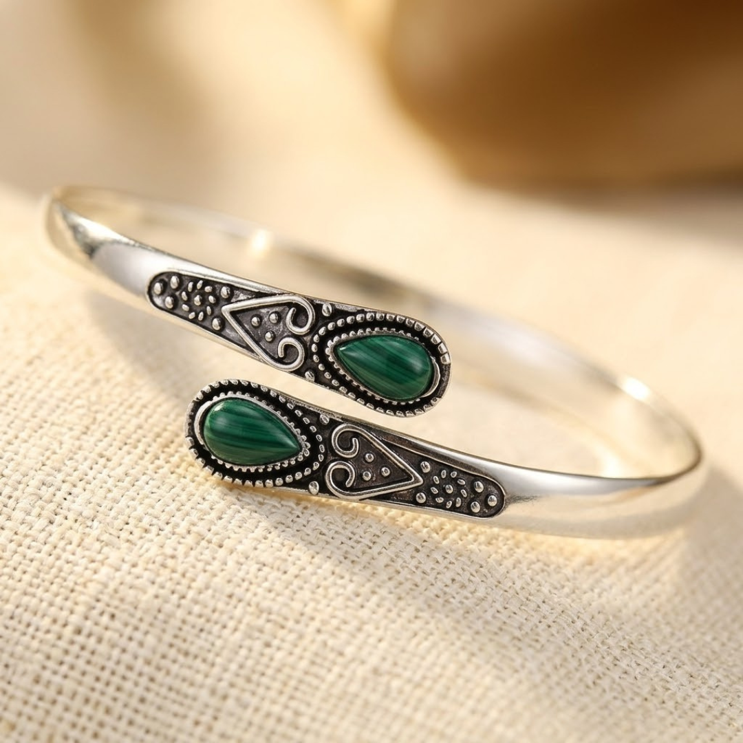 Jonc Émeraude Vintage en Argent