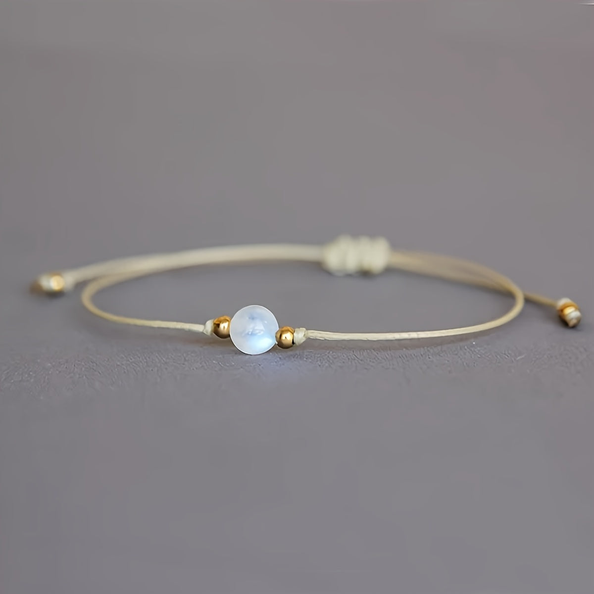 Bracelet Happy en Pierre de Lune Minimaliste