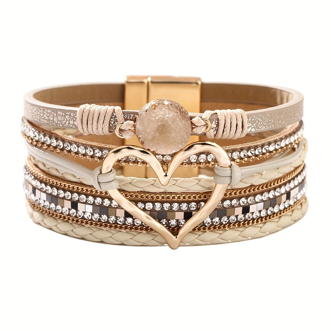 Bracelet en cuir multi-couches bohème