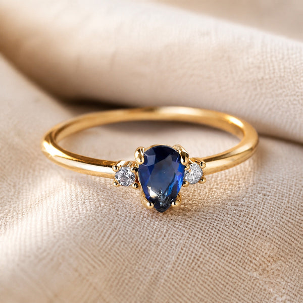 Bague en Saphir Royal à Poires Minimaliste
