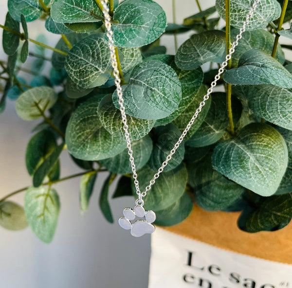 Collier en forme de patte en argent élégant – acier inoxydable