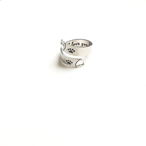 Bague à vis en forme de patte et de cœur, en acier inoxydable