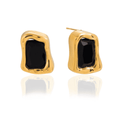 Boucles d'oreilles carrées en zirconium doré intemporel